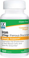 Quality Choice Energy Support Iron 27 mg Ferrous Gluconate Tablets 100 Count...