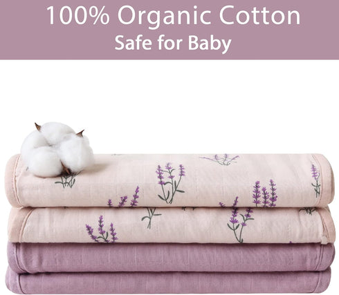 LifeTree Muslin Baby Burp Cloths - Ultra Soft 2 Pack Organic Cotton Large 22'' by 10'' Absorbent Milk Spit Up Rags - Burping Cloths for Newborn, G...