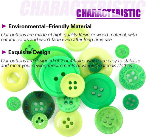 Swpeet 1000Pcs Christmas Green Craft Buttons, 2 and 4 Holes Red Round Craft Resin Sewing Buttons Suitable for Christmas Sewing Decorations, Art & ...