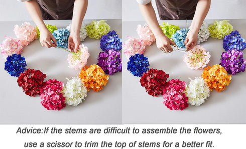 Artificial Hydrangea Flowers Blush Heads 10 Fake Hydrangea Silk Flowers for Wedding Centerpieces Bouquets DIY Floral Decor Home Decoration with St...