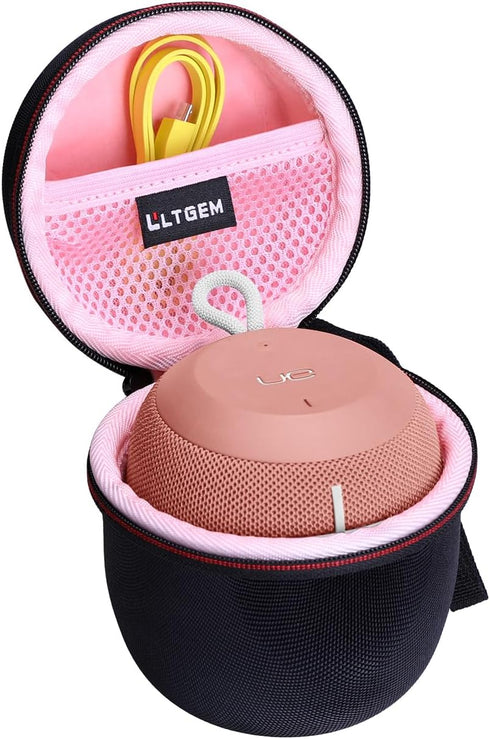 LTGEM Hard Case for Ultimate Ears WONDERBOOM 3/2/1 Portable Waterproof Bluetooth Speaker - Travel Protective Carrying Storage Bag(Black+Pink)...