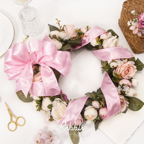 Ribbli Light Pink Satin Wired Ribbon 1.5 Inch Pink Christmas Ribbon for Gift Wrapping Wreaths Garland Tree Decoration Crafts Home Decor-Continous ...