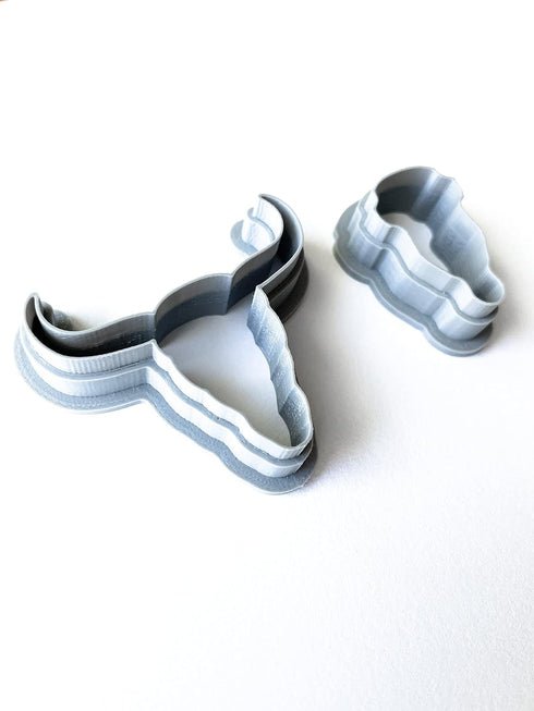 Polymer Clay Cookie Cutters – The Clayful Co Bessie Cow Skull Pack Set of 2 – Plastic Cutter for Jewelry and Earring shapes...