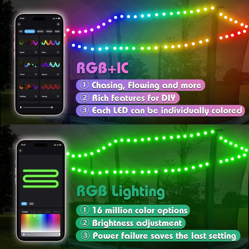 DIY LED Trampoline Lights, Change Color When Jumping Trampoline Lights with Bluetooth APP and Remote Control, Fits 8FT 10FT 12FT 14FT 15FT 16FT Tr...