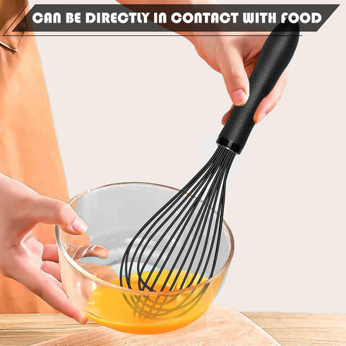 Silicone Whisk,Kitchen Silicone Whisks for Cooking Non Scratch,Wisking Tool Metal Wire Stainless Steel Whisk Egg Bread Silicone Wisk,Small Mini He...