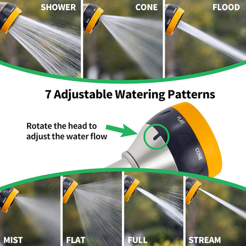 AUTOMAN Garden Nozzle Sprayer, High Pressure Spray Nozzle, 100% Metal Water Hose Nozzle, 7 Patterns Watering Nozzle, Heavy Duty Sprayer Garden Noz...