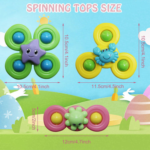 3PCS Suction Cup Spinner Toys for 1 Year Old Baby Boy,Novelty Spinning Tops Bath Toys for Toddlers Kids Age 1-3 Sensory Baby Toys Girl Boy Birthda...