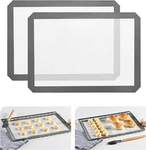 KitchenRaku Silicone Baking Mat, 16.5"x11.6" Non Stick Reusable Silicone Cooking Mat, BPA Free Baking Sheet for Cookies, Macarons Bread & Pastry, ...
