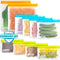 Reusable Storage Bags - 10 Pack BPA FREE Freezer Bags(2 Reusable Gallon Bags + 4 Leakproof Reusable Sandwich Bags + 4 THICK Reusable Snack Bags) Z...