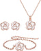 EleQueen Rose Flower Necklace Earrings Bracelet Set 14K White Rose Gold Plated Hypoallergenic Jewelry Sets Gift for Women Girls...
