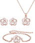 EleQueen Rose Flower Necklace Earrings Bracelet Set 14K White Rose Gold Plated Hypoallergenic Jewelry Sets Gift for Women Girls...