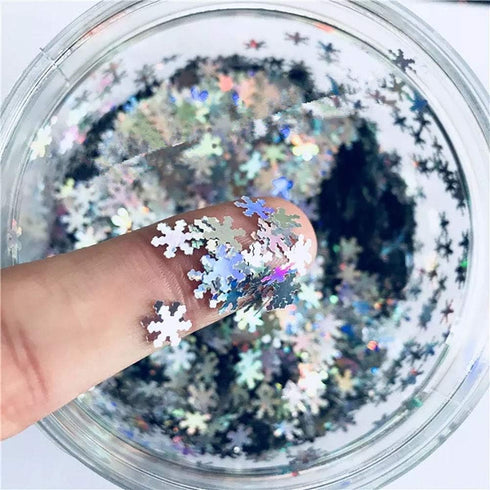 Snowflake Confetti Glitter Laser Sequins for DIY Crafts, Nail Art Decoration, Party Decoration - 6mm, 10g (Laser Silver)...