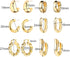 6 Pairs Gold Hoop Earrings for Women, 14K Gold Plated Huggie Hoop Earrings Set Hypoallergenic Lightweight Chunky Open Hoops Jewelry for Gift...