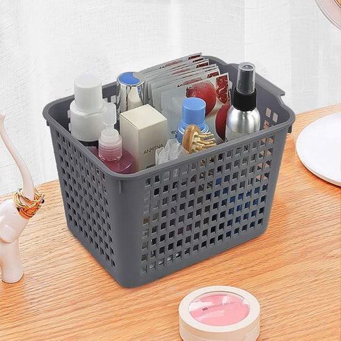 Sandmovie Gray Plastic Storage Baskets, 6 Packs...