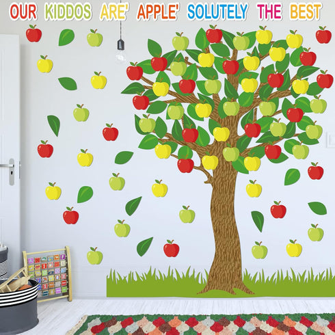 Classroom Tree Bulletin Board Set Bulletin Board Tree Cutouts, Classroom Tree Wall Decor for Elementary School Teacher Supplies(Apple Style)...