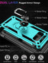 Samsung Galaxy S8 Plus Case with HD Screen Protectors, Androgate Military-Grade Metal Ring Holder Kickstand 15ft Drop Tested Shockproof Cover Case...
