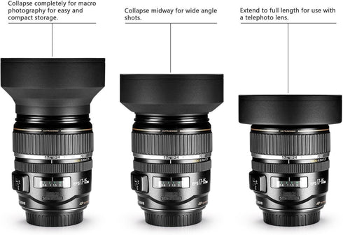 55mm Soft Rubber Lens Hood for Sony Alpha a7, Alpha a7 II, Alpha a7 III Camera with 28-70mm Lens, a6600 Camera with 18-135mm Lens...