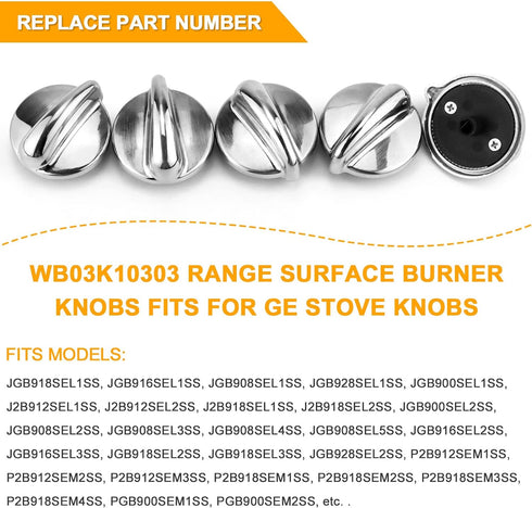 AMI PARTS Fit for G-E Profile Stove Knobs WB03K10303 Gas Stove Knobs Replacements - (Not Universal) Surface Burner Control Knob Replace WB03K10208...
