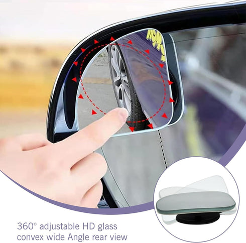 2 PCS Car Blind Spot Mirror, 1.96" Sector-shaped Frameless HD Glass Convex Wide-angle Glass Reversing Assist Mirror, Press-adjustable Accessories,...