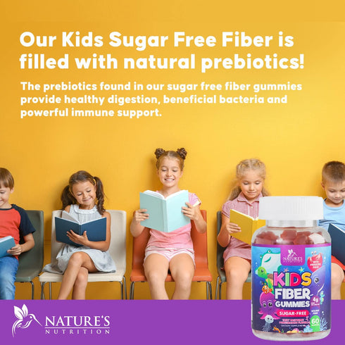 Kids Fiber Gummy Bears Supplement - Sugar Free Daily Prebiotic Fiber for Kids, Supports Regularity, Digestive Health & Immune Support - Nature's P...