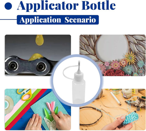 Hordion 12Pcs 0.5 Oz/ 15ml Transparent Precision Tip Applicator Bottle, 10ml Glue Applicator Bottles, Metal Needle Plastic Bottle, DIY Quilling To...