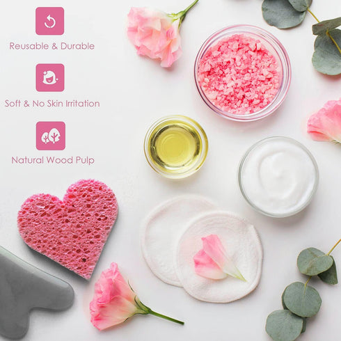 60-Count Compressed Facial Sponges | 100% Natural Cosmetic Spa Sponges for Facial Cleansing | Exfoliating Mask | Makeup Remover | Face Scrubber (H...