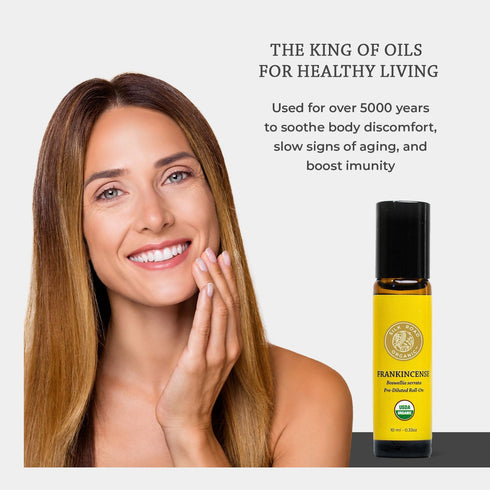 Organic Frankincense Serrata Essential Oil Roll on, 100% Pure USDA Certified Aromatherapy - 10 ml Roller by Silk Road Organic - Always Pure & Orga...
