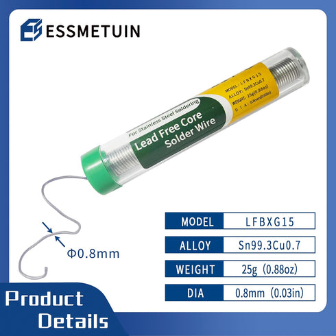 Solder for Aluminum Soldering, Lead Free Core Solder for Stainless Steel/Nickel Sheet by Essmetuin(1.4oz/2pack)...