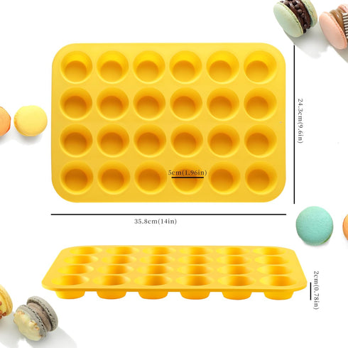 2PCS Silicone Mini Muffin Cupcake Pan, Kaloo Nonstick 24 Cups Silicone Muffin Pans for Baking, Great for Muffin, Cakes, Tart, Bread, Dishwasher Sa...