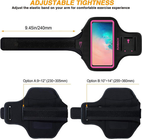 Armband for Samsung Galaxy S25+/S24+/S23+/S22+/S20+/S10+/S9+/S8+, Running Exercise Gym Bag with Key Holder and Card Slot (Pink)...