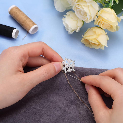 GORGECRAFT 16Pcs Rhinestone Star Buttons Flower&Star Shaped Crystal Buttons Silver Alloy Shank Button Replacement Decorative Buttons for Crafts Sw...