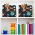 Solar System Storage Basket Collapsible Rectangle Storage Bin Shelves Basket Organizer with Leather Handle for Closet, Office, Nursery, Home Decor...
