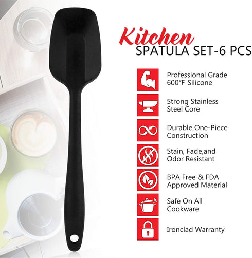 Silicone Spatula, 6 pieces Heat Resistant Rubber Spatulas Set for Baking, Cooking and Mixing Kitchen Utensils Seamless One Piece Spatula with Stai...