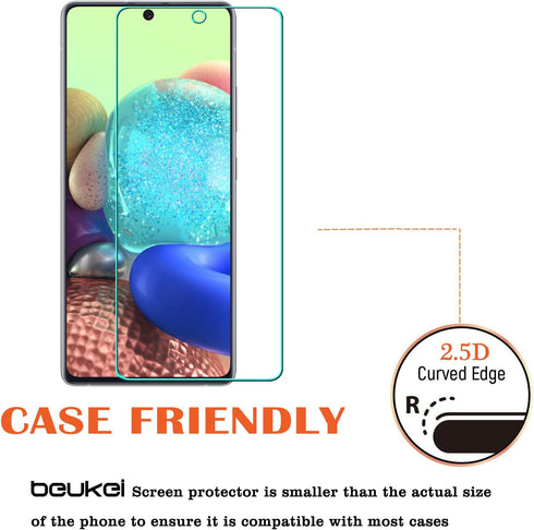 beukei (4 Pack) Compatible for Samsung Galaxy A71 (4G/5G) / A72 (4G/5G) / A73 (5G) Screen Protector Tempered Glass, (6.7 inch) Touch Sensitive,Cas...