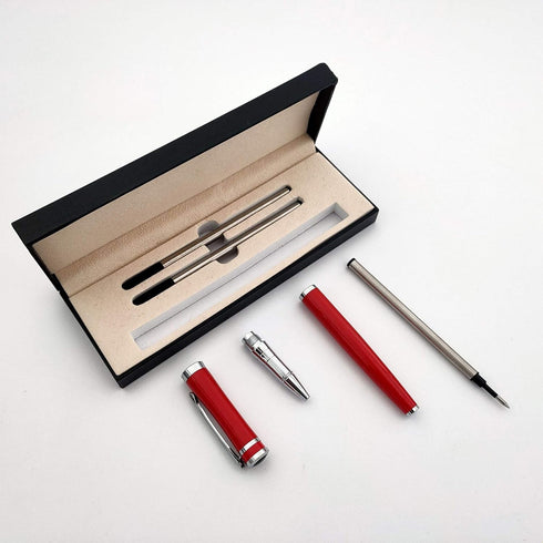 Metal Ballpoint Pen Business Signature Pen Gel Pen with Two Black Refills Nice Gift for Friends and Family (Red)......