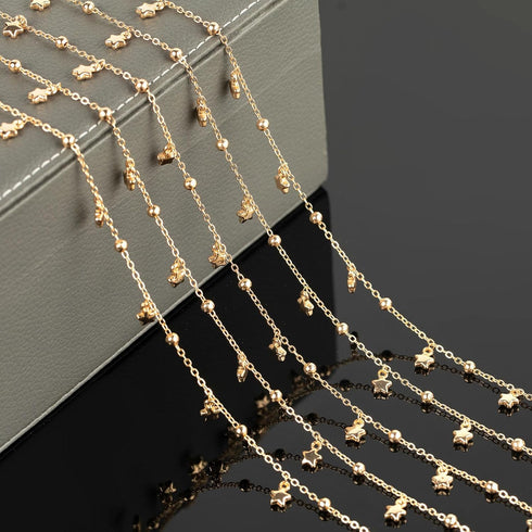 YOUBEIYEE 5 Meters Gold Plated Brass Chains for Jewelry Making Dangling Star Necklace Anklet Chain for Women Jewelry Making Chain Roll...