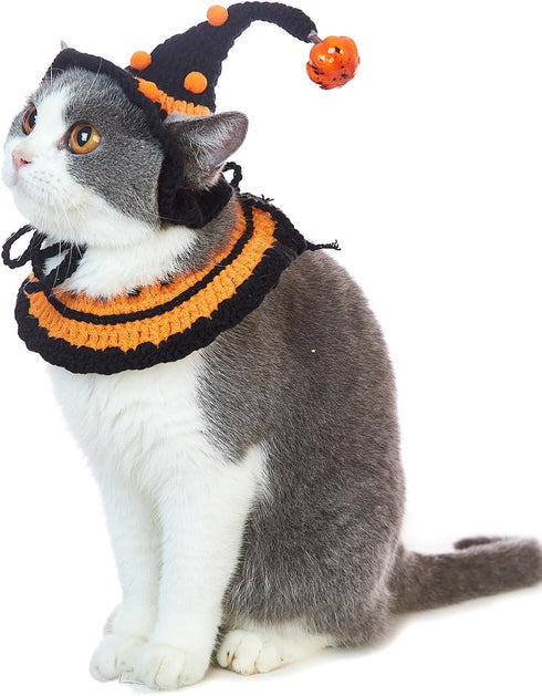 Cat Halloween Hats Handmade Crochet Pet Hat Dog Halloween Master Costumes Cap Cat Cute Accessory for Dogs Cats Pets Hat (M)...