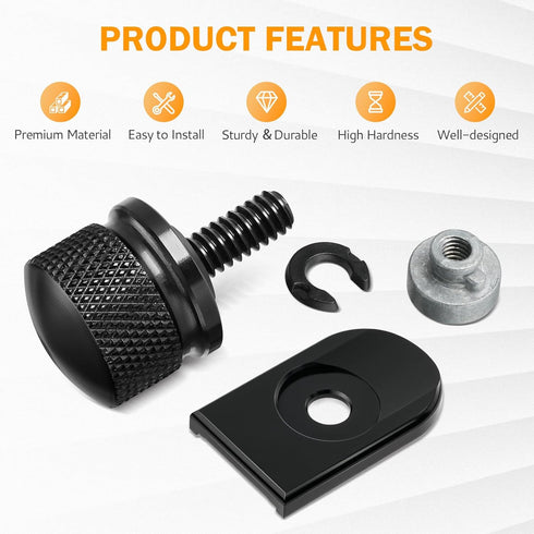 PBYMT Rear Seat Bolt Quick Release Seat Tab Cover Screws Hardware Kit Compatible for Harley Road King Street Electra Glide Dyna Softail 1997-2025...