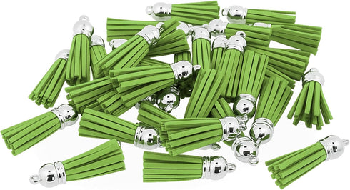 Mandala Crafts 100 Pcs Green Faux Suede Tassels Bulk Keychain Making Supplies - Small Leather Tassels for Charms, Jewelry Making, and DIY Crafts...