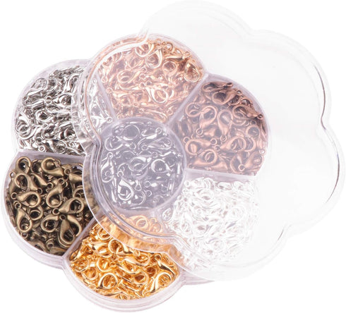YAKA 350pcs 1 Box 7 Colors Alloy Lobster Clasp DIY Jewelry Bracelet Necklace Making Fastener Hooks (12x7mm)...