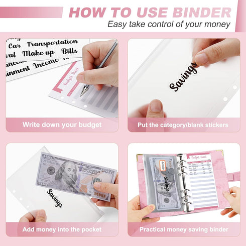 Onlyesh Budget Binder, Cash Envelopes for Budgeting, Money Organizer for Cash, 28Pcs Budget Binder with Cash Envelopes, Marble 6-Ring Money Saving...
