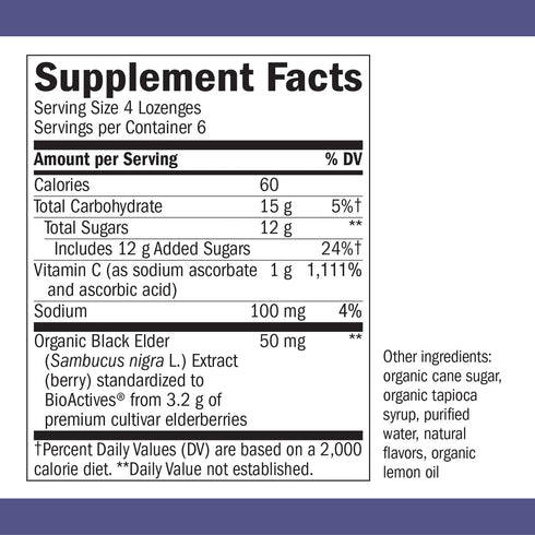 Nature’s Way Sambucus Elderberry Lozenges, 1000 mg Vitamin C Per Serving, Wild Cherry, 24 Count...