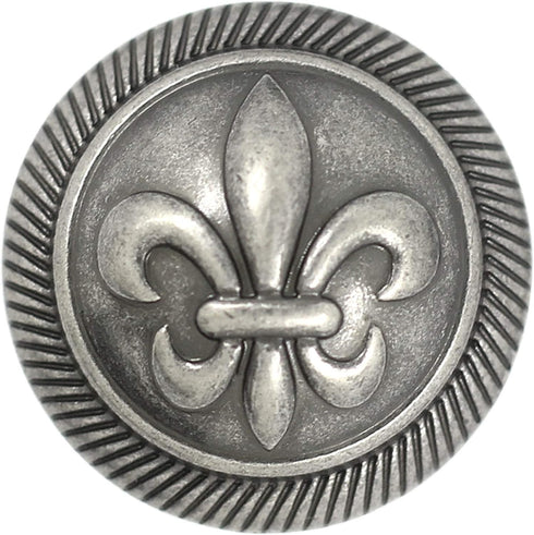 Bezelry 8 Pieces Fleur De Lys Domed Gray Silver Metal Shank Buttons 25mm (1 inch)...