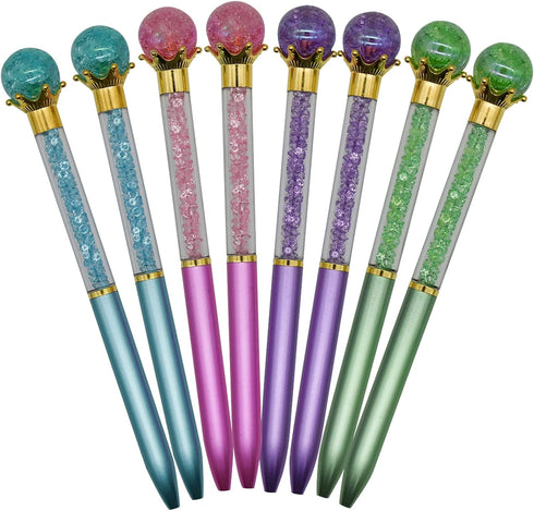 Maydahui 24PCS Crystal Gem Ballpoint Pen Retractable Colorful Pearl Quicksand Pens Black Ink for Students Party School Office...