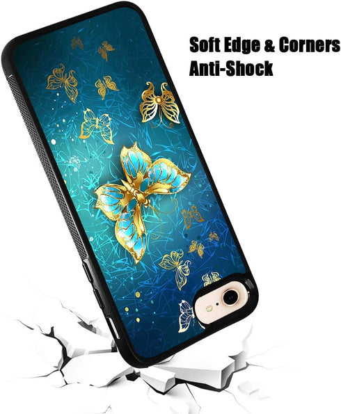 for iPhone 8, iPhone 7, iPhone SE 2 (2020), Art Design Soft Back Case Phone Cover, HOT12154 Blue Butterfly...