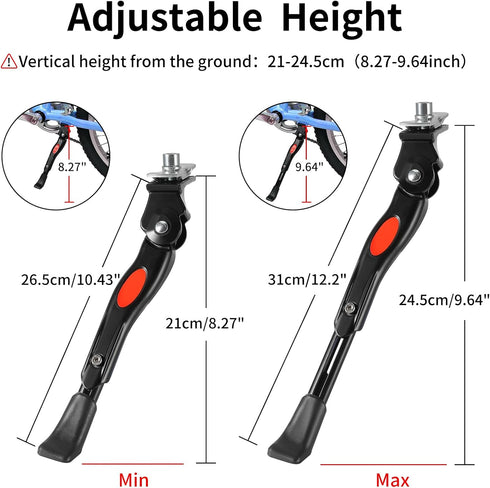Adjustable Bike Kickstand for 16-20 Inch Bicycles - Easy Installation, Anti-Slip Foot - Durable, Rustproof Aluminum Alloy Bike Support...