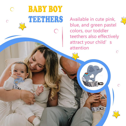 1 Soft Dinosaur Teether for Babies and 1 Baby Pacifier Clip, Valentines Day Gifts for Baby Girl Boy,Silicone Chew Toys for Baby (Grey Dinosaur)...