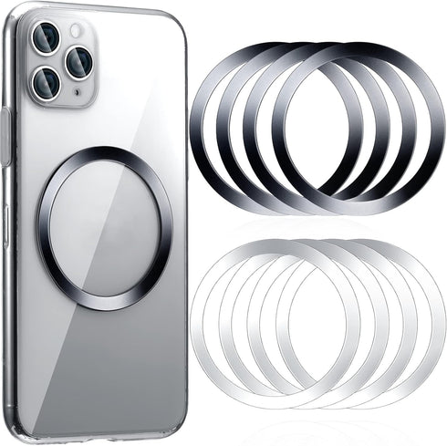 8 Pieces Magnetic Car Charger Metal Rings with Sticker Wireless Universal Metal Rings Compatible with MagSafe Wireless Charger, Black and Silver.....