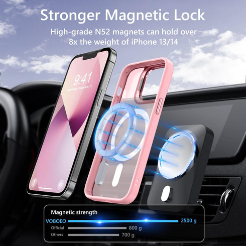 Magnetic for iPhone 13 Case & iPhone 14 case, Compatible with Magsafe, Built-in Stash Stand, Matte Scratch-Resistant Back Cover Shockproof Phone C...