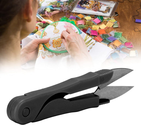 Sewing Scissors, Mini Thread Cutter U Shaped Wavy Teeth Comfortable Grip, Lightweight Portable Stainless Steel Thread Snip With Lid For Sewing Emb...